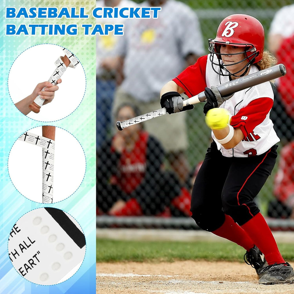 Pushglossy Baseball Bat Grip Tape - 1.1mm Precut Non-Slip Adhesive Softball Wrap | Faith Cross Design