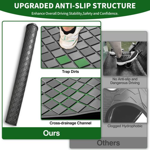 Cartalia Golf Cart Floor Liner Mat 8mm Thick Rubber Full Coverage Only Fit for 2007-2016 Yamaha Drive (Gen1), G29, YDR, Adventurer Carts Diamond Deluxe Non-Slip Front Feet Mat Replacement - Black Trim