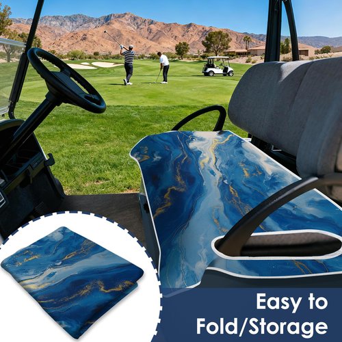 Roneenz Golf Cart Seat Covers - Blue Watercolor Golf Cart Seat Towel Blanket, Keeps Seat Comfortable, Soft and Comfortable, Suits Club Car and 2-Seat Golf Carts, 51" x 31"