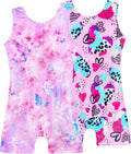 Skiennix Girls Gymnastics Leotards - Shiny Tumble Bodysuits for Dance | 2-Pack Activewear for Kids
