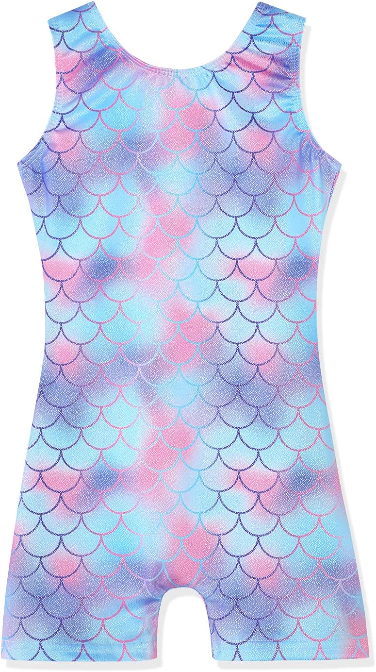 Skiennix Leotards for Girls | Shiny Mermaid Unicorn Design | Toddler Gymnastics & Dance Wear