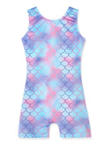 Belovance Leotards for Girls Gymnastics Dance Outfit size 7 8 Toddler Kid Athletic Dance Wear Shiny Pink Blue Mermaid Biketard (Pink Blue Mermaid, 9-10 Years)
