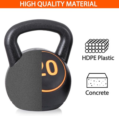 F2C Kettlebell Set - 4-Piece Weight Training Kit | HDPE Coated Concrete | 5lb, 10lb, 15lb, 20lb