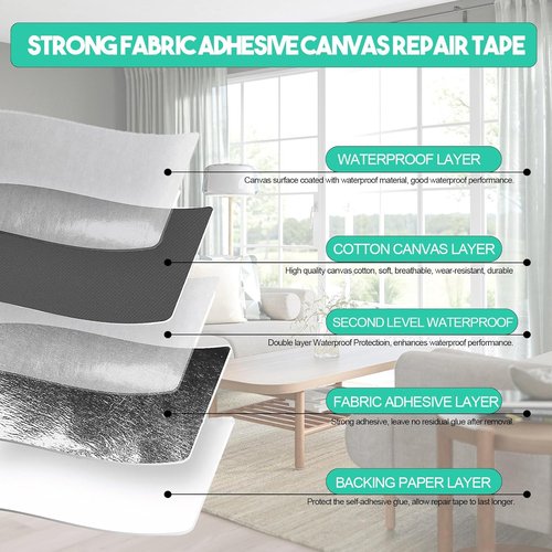 Canvas Repair Tape | Waterproof Fabric Repair Patch - Self-Adhesive 4" x 70" for Outdoor Gear