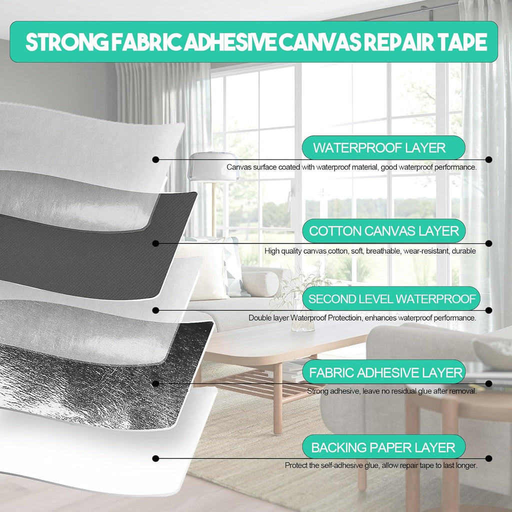 Skiennix Canvas Repair Tape - Waterproof Self-Adhesive Fabric Patch | 4" x 70" for Outdoor Gear