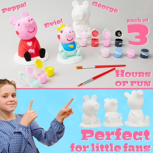 Get Trend Peppa Pig Paint Your Own Figurines Kit, Plaster Painting Set for Kids, Arts and Crafts for Girls, DIY Craft Kit, Gifts for Girls (Multi Peppa Pig)