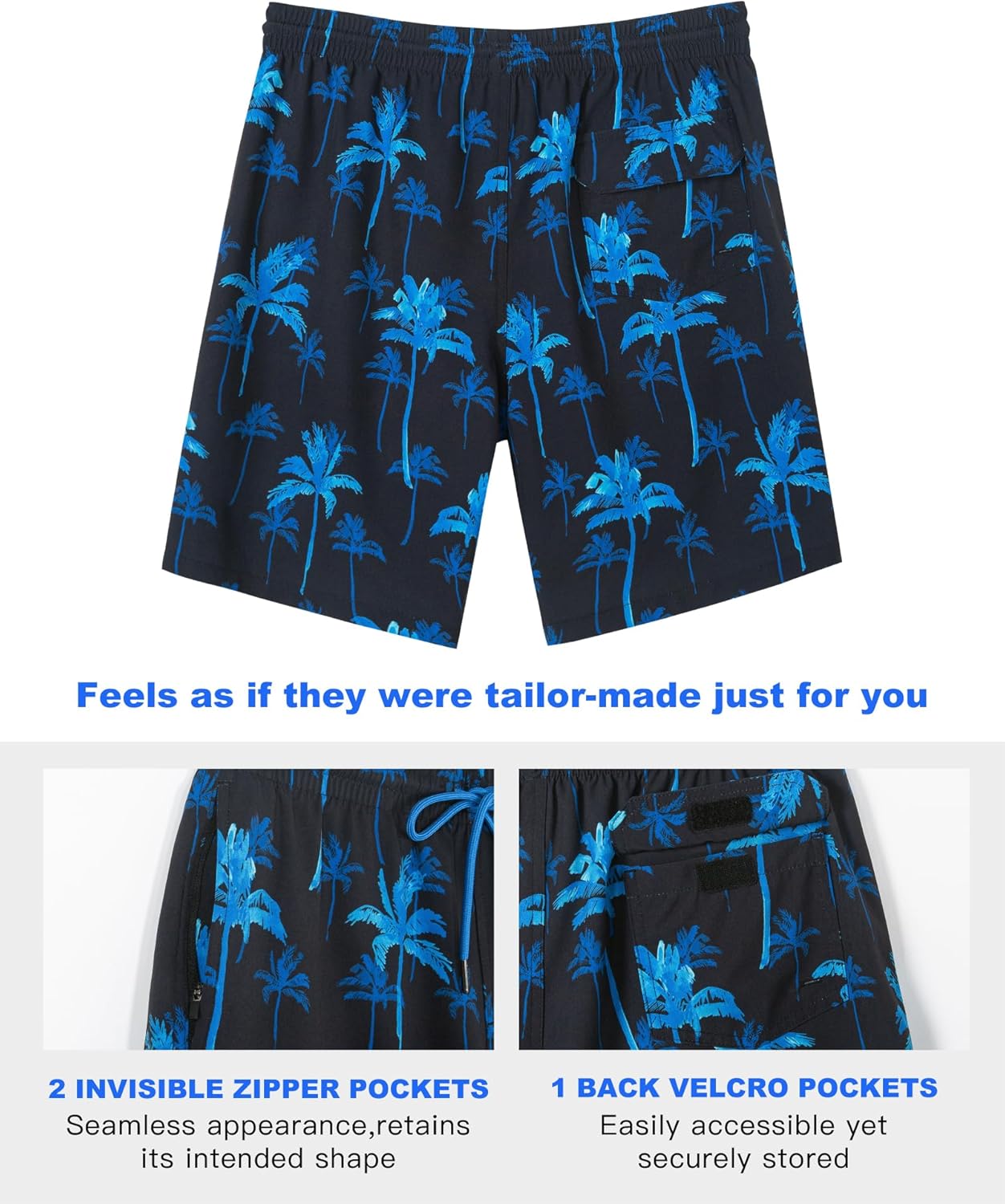 SURF CUZ 9" Mens Swim Trunks with Compression Liner Bathing Suits 2 in 1 Stretch Zipper Pockets Quick Dry