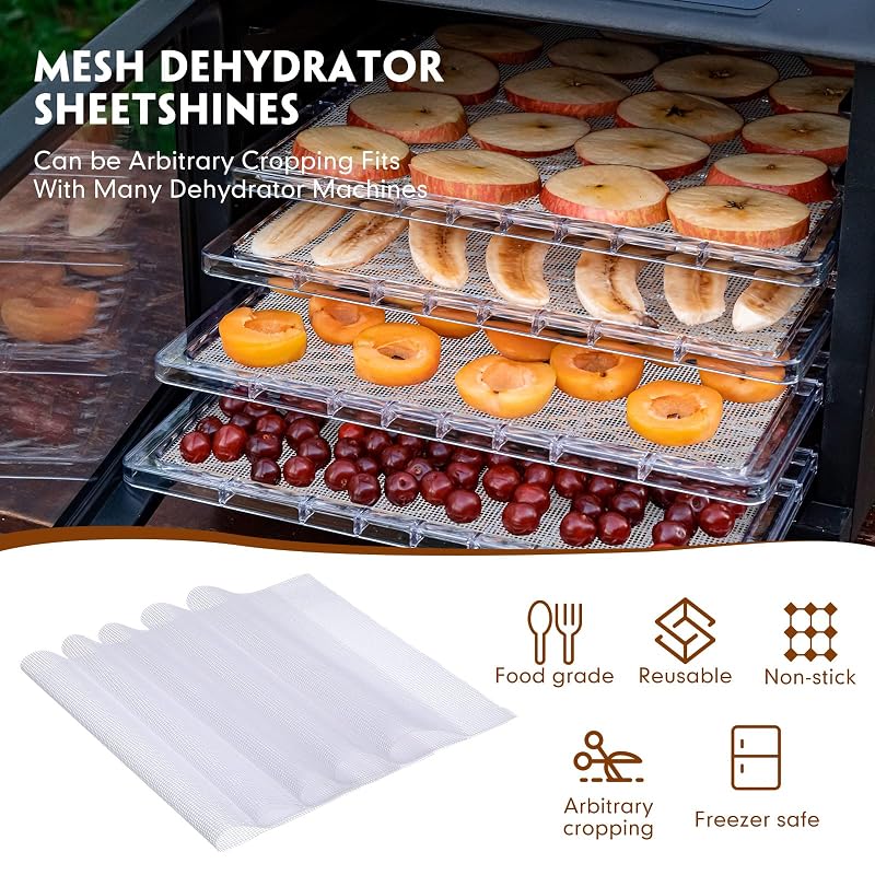 Orange Silicone Dehydrator Mats Pack – 8 Sheets with Edges, 10 Mesh Mats & 1 Scraper