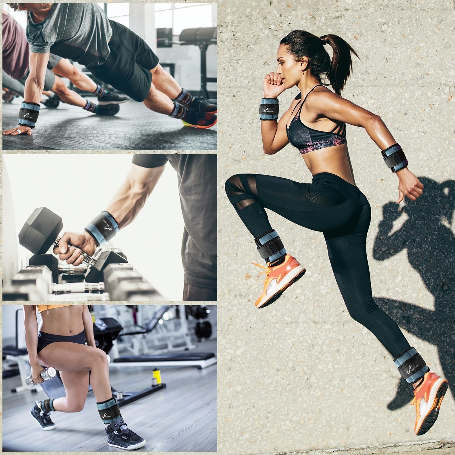 Sportneer Adjustable Ankle Weights - 7 lbs/Pair with Secure Straps for Strength Training & Yoga