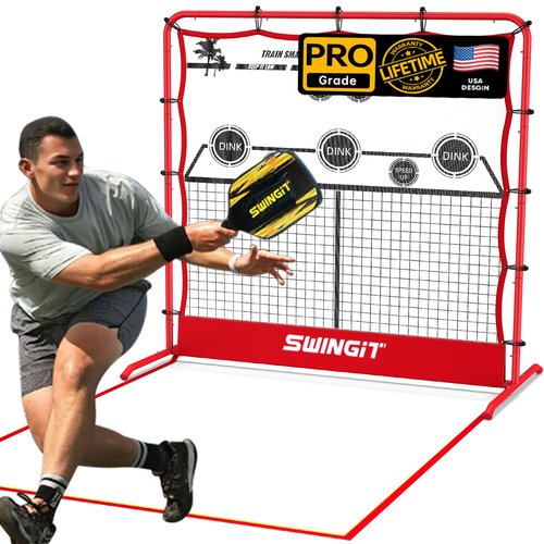 Portable Pickleball Rebounder Net with Kitchen Lines System, Tennis Ball Machine for Practice, Solo Training Net System for Dinks, Volleys & Drives, Accuracy Trainer with Carry Bag, for Backyard