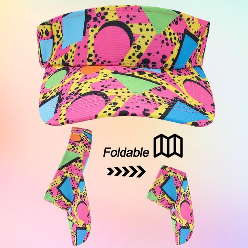 2 Pcs 80s 90s Fanny Pack Sun Visor Hat Waist Bag 80s 90s Outfit Retro Summer Sports Party Fashion Accessories for Men Women (Pink)