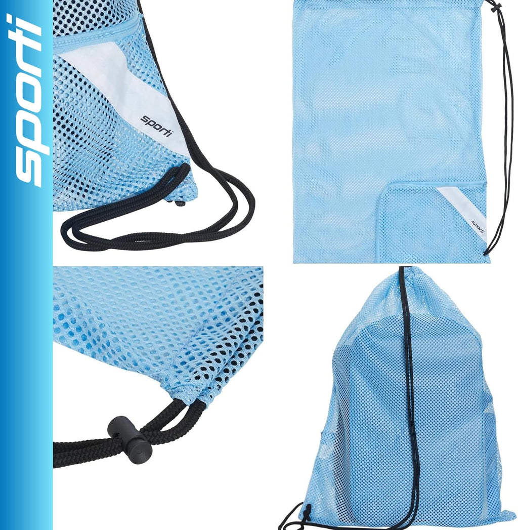 Sporti Mesh Drawstring Swim Bag - Lightweight Backpack for Swimmers | Ideal for Beach Use