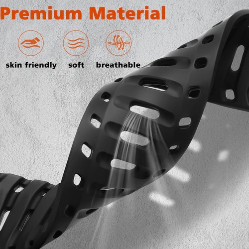 Lamshaw Compatible with Amazfit Helio Bands, New Sweat-Proof Sport Silicone, Breathable Unisex Strap Compatible with Amazfit Helio Fitness Tracker Wristband (Black)