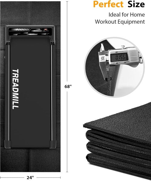 Foldable Rubber Treadmill Mat - Waterproof Non-Slip Exercise Equipment Mat for Home Gym Protection