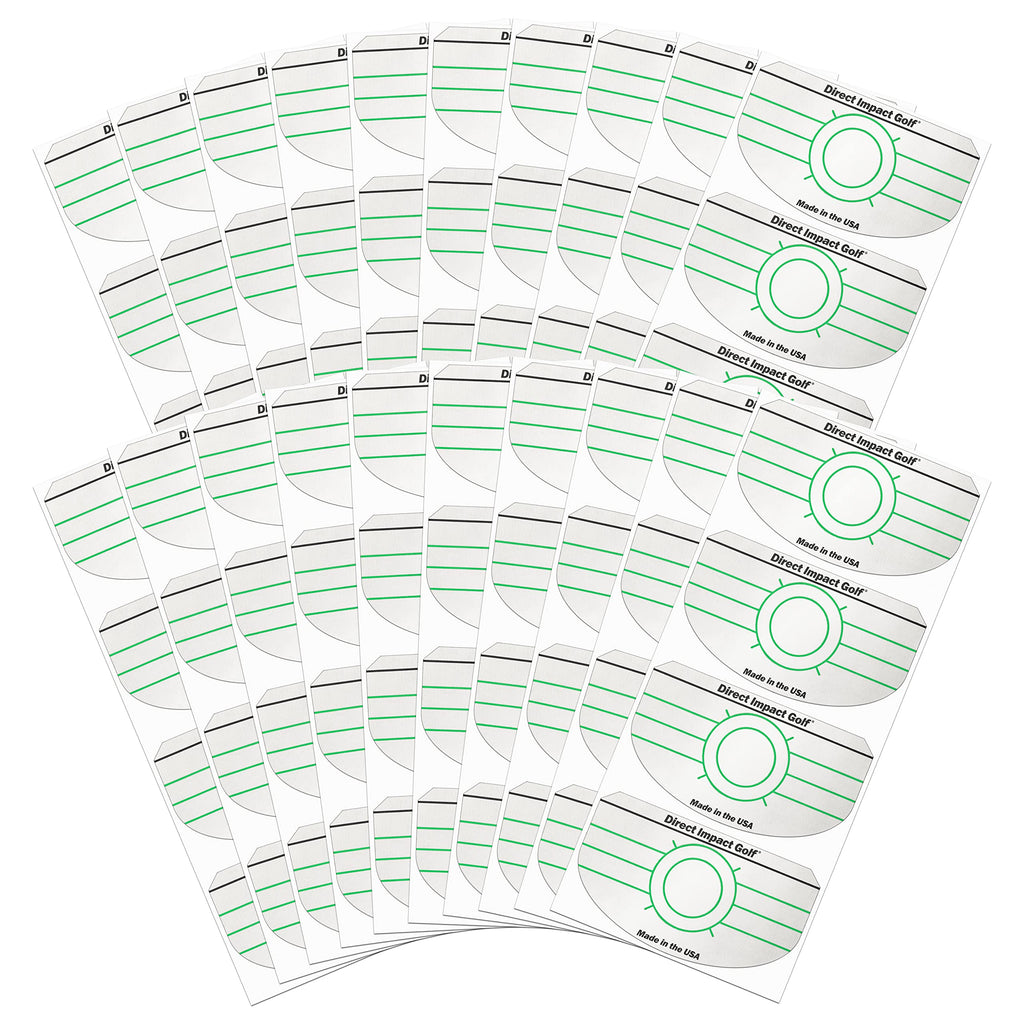 Ultra-Thin Golf Impact Tape by Direct Impact Golf: Combo Pack (100 Driver+100 Iron) Ultra-Thin Golf Impact Tape Labels for Accurate Swing Analysis and Shot Feedback