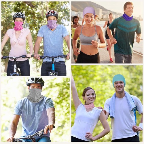 Geyoga UV Protection Cooling Neck Gaiter - 6 Pieces Breathable Face Mask Scarf for Summer