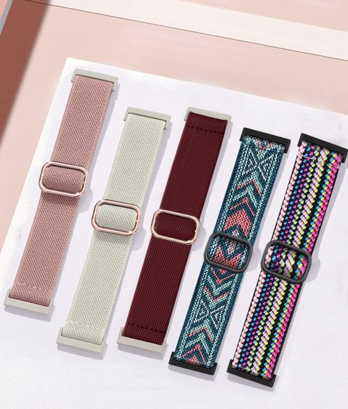 10 Pack for Fitbit Versa 3 Bands/Fitbit Versa 4 Band/Fitbit Sense Bands for Men Women, Adjustable Stretchy Solo Loop Elastic Nylon Sport Strap for SmartWatch Replacement