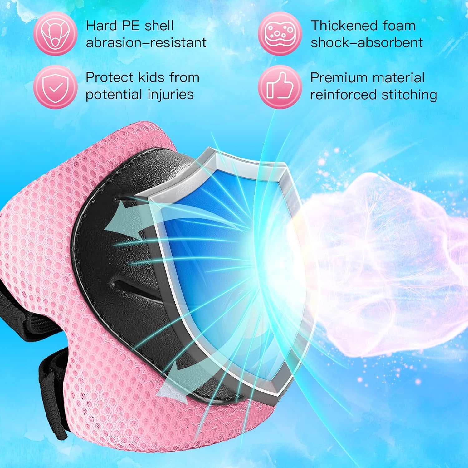 Wemfg Kids Protective Gear Set - 3-in-1 Knee, Elbow Pads & Wrist Guards for Ages 3-14 | Ideal for Skating & Cycling