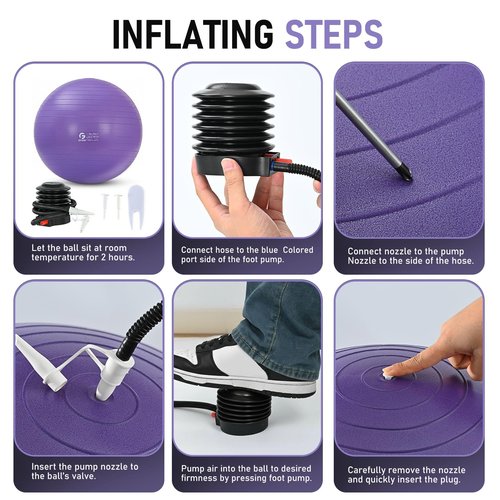 Gruper Yoga and Pilates Ball,4 Sizes Gym Ball for Fitness, Yoga, Workout, Pregnancy and Physical Therapy,Quick Pump Included,Great as Yoga Ball Chair for Office or Home Gym Equipment