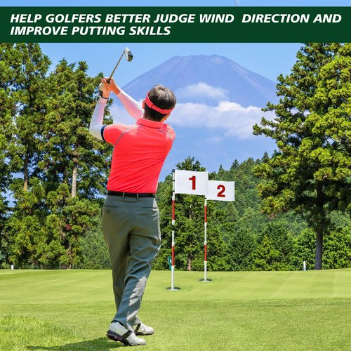 Burbell 2 Pack Golf Flag Stick 6ft Putting Green Flag Golf Hole Cup Pole Pin Numbered Flags for Driving Range Backyard Yard Putting Green and Chipping Greens Gifts