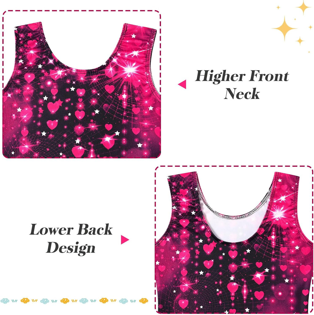 Skiennix Gymnastics Leotards for Girls - Mermaid & Leopard Print Biketard with Shorts | 2 Packs
