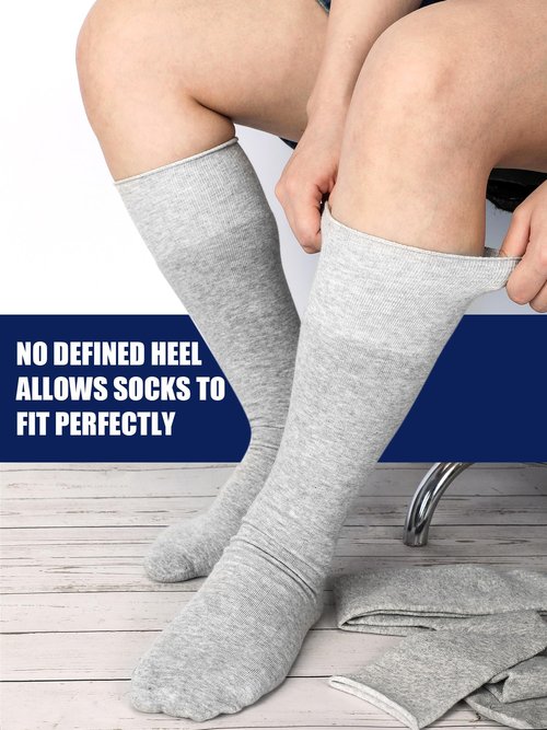 Shihanee 5 Pairs Seamless Walking Boot Socks Over The Calf Loose Fit AFO Tube Socks Liner for Cam Walker Orthopedic Boot Cast(Gray)