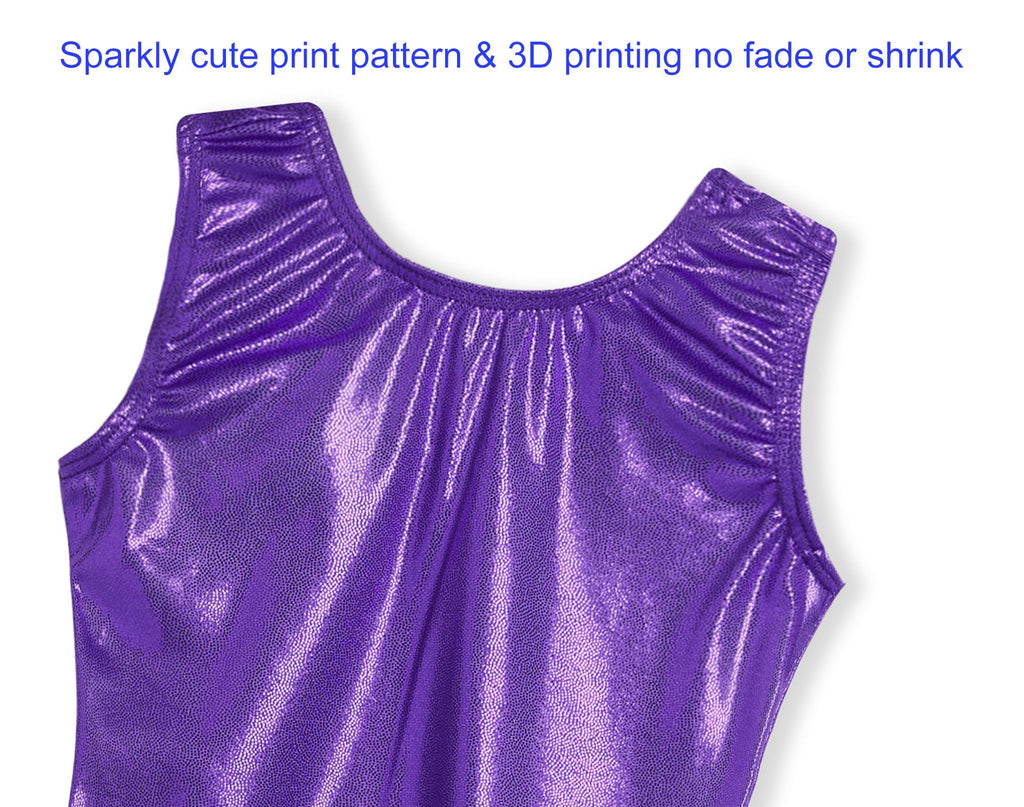 Domusgo Leotard for Girls Gymnastics Size 6-7 Years Old One Piece Solid Purple Biketard with Shorts