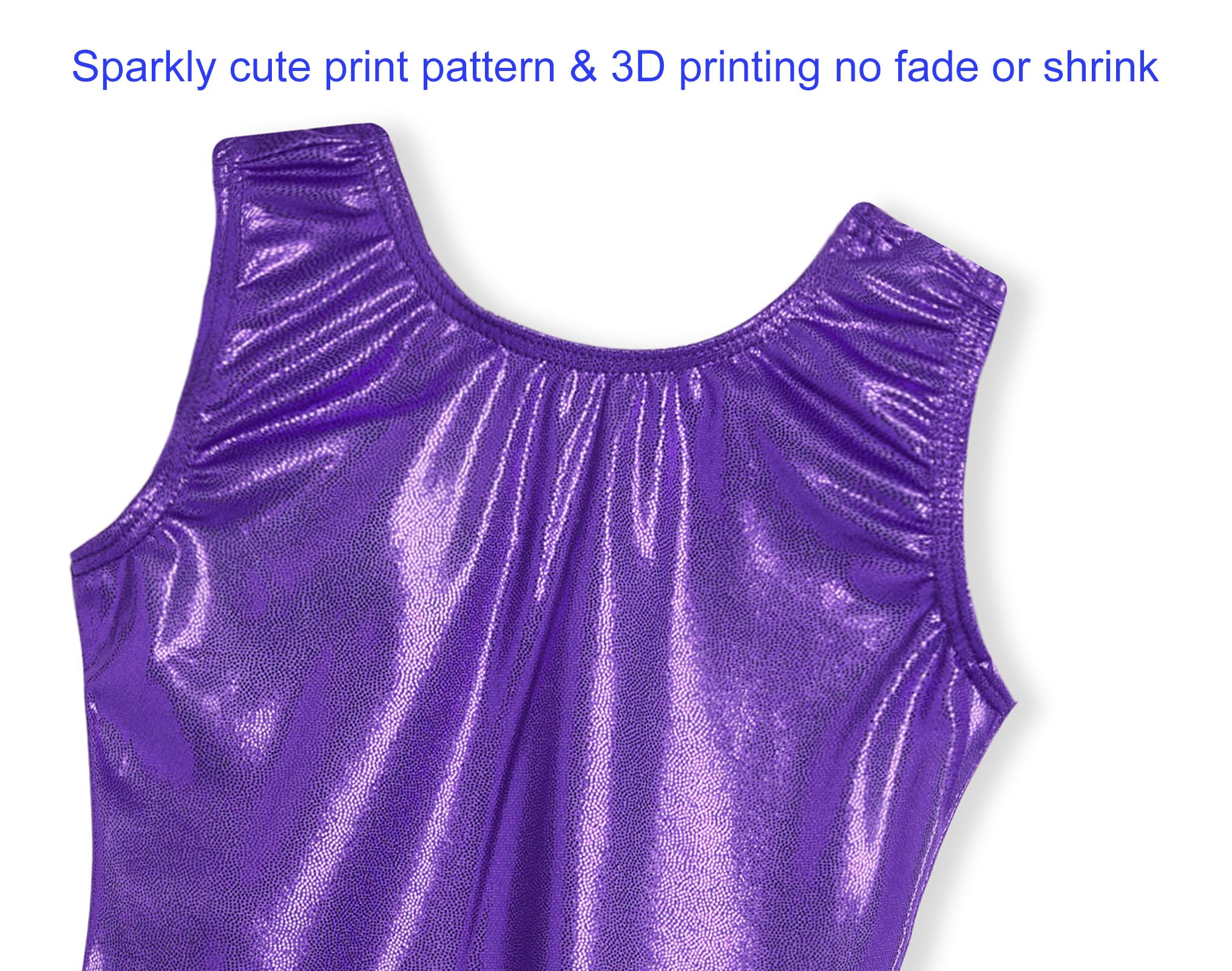 Domusgo Leotard for Girls Gymnastics Size 6-7 Years Old One Piece Solid Purple Biketard with Shorts
