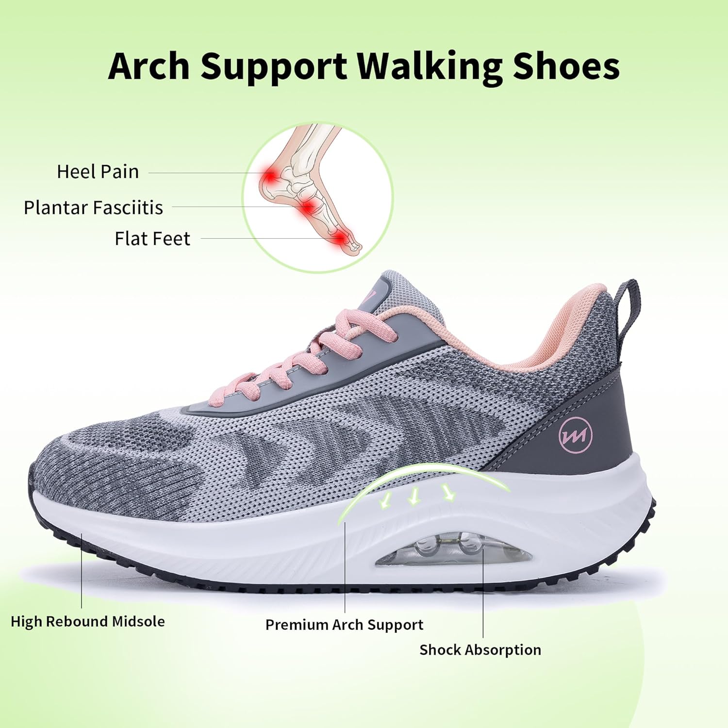 RomenSi Women's Arch Support Walking Shoes - Orthotic Sneakers for Plantar Fasciitis Relief | US Sizes 5.5-11
