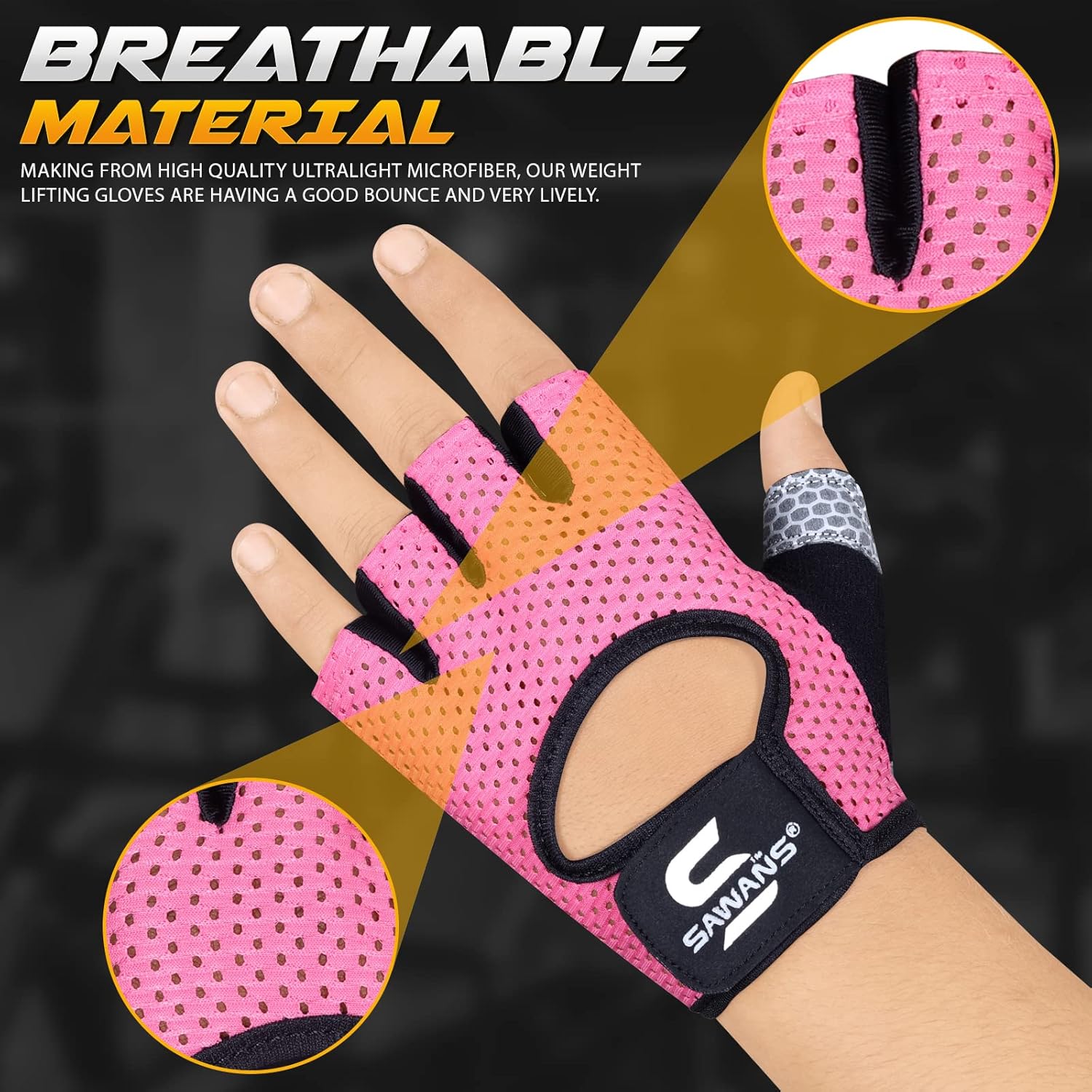 SAWANS Workout Gloves - Lightweight, Breathable Weight Lifting Gloves for Men & Women | Non-Slip Grip Protection