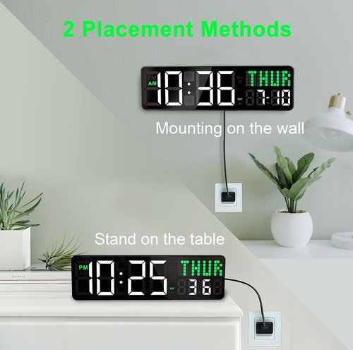 LUCORB 12'' Gym Timer - Digital Wall Clock with Remote Control & 5 Display Modes | Ideal for Home Gym, Classroom, Office