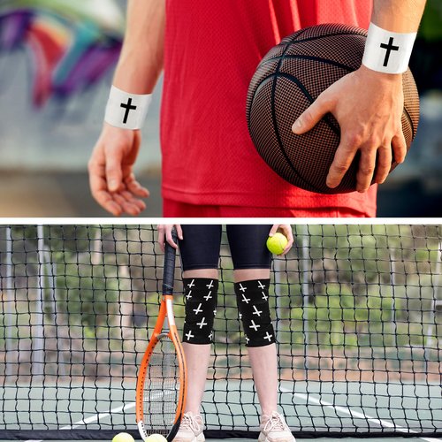 4Pcs Christian Athletic Tape 2in x 23ft Cross Sports Tape Religious Cotton Zinc Oxide Sports Wristbands Jesus Cross Wrist Tapes for Football Baseball Athlete Tennis Gymnastics First Aid Injury Wrap