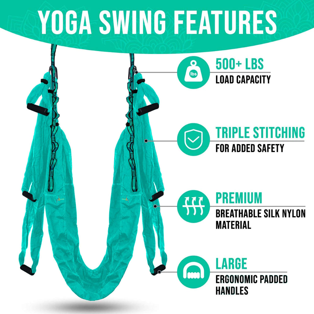 YOGA SWING PRO Premium Aerial Hammock Anti gravity Yoga Swing Kit - Acrobat Flying Sling Set for Indoor and Outdoor Inversion Therapy