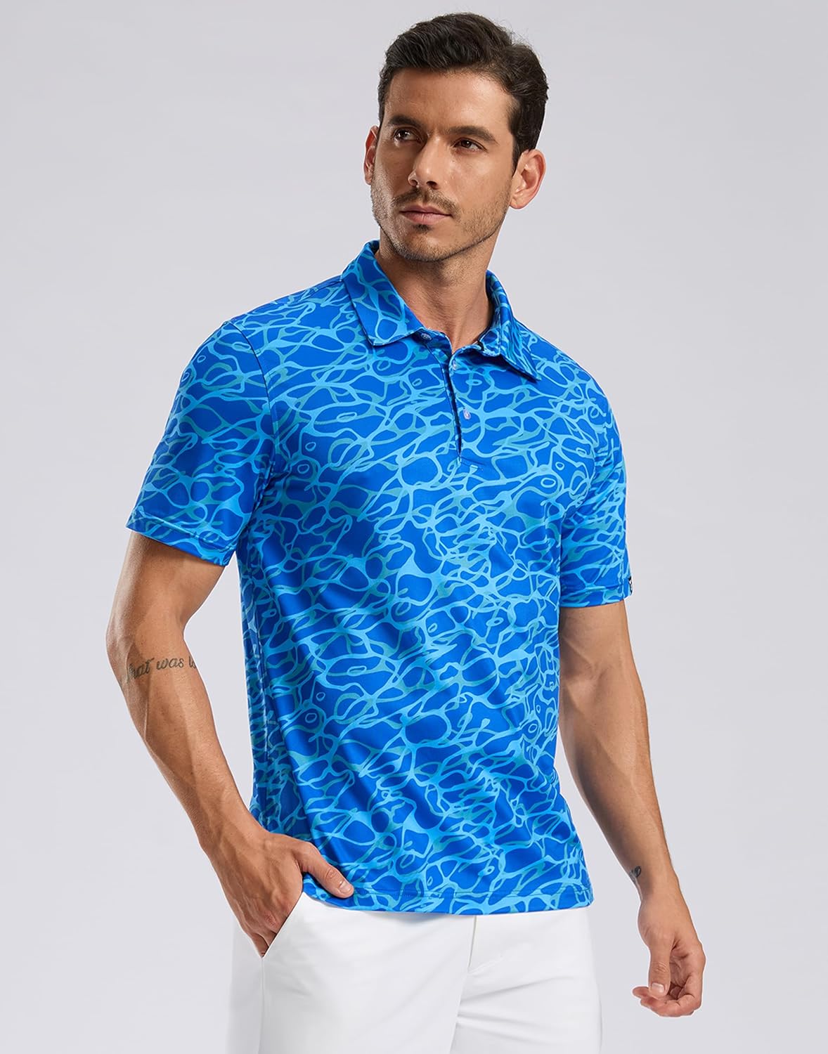 Skiennix Men's Golf Shirt - Short Sleeve Dry Fit Polo with Moisture-Wicking Print | Casual Lightweight Design