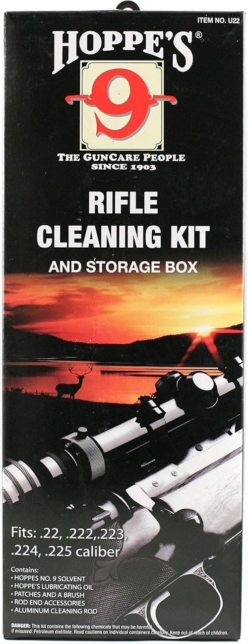 Hoppe's No. 9 Cleaning Kit - Universal .22-.225 Caliber Rifle/Pistol with Aluminum Rod