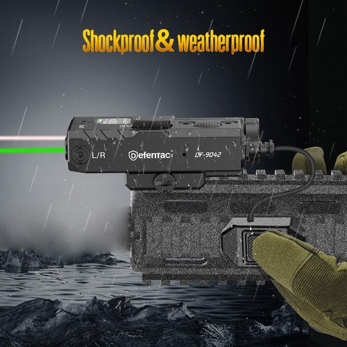 Defentac Dual Laser Sight with Green & IR Laser Options Compatible with Mlok/Picatinny - Strobe, Aluminum, Replaceable Battery