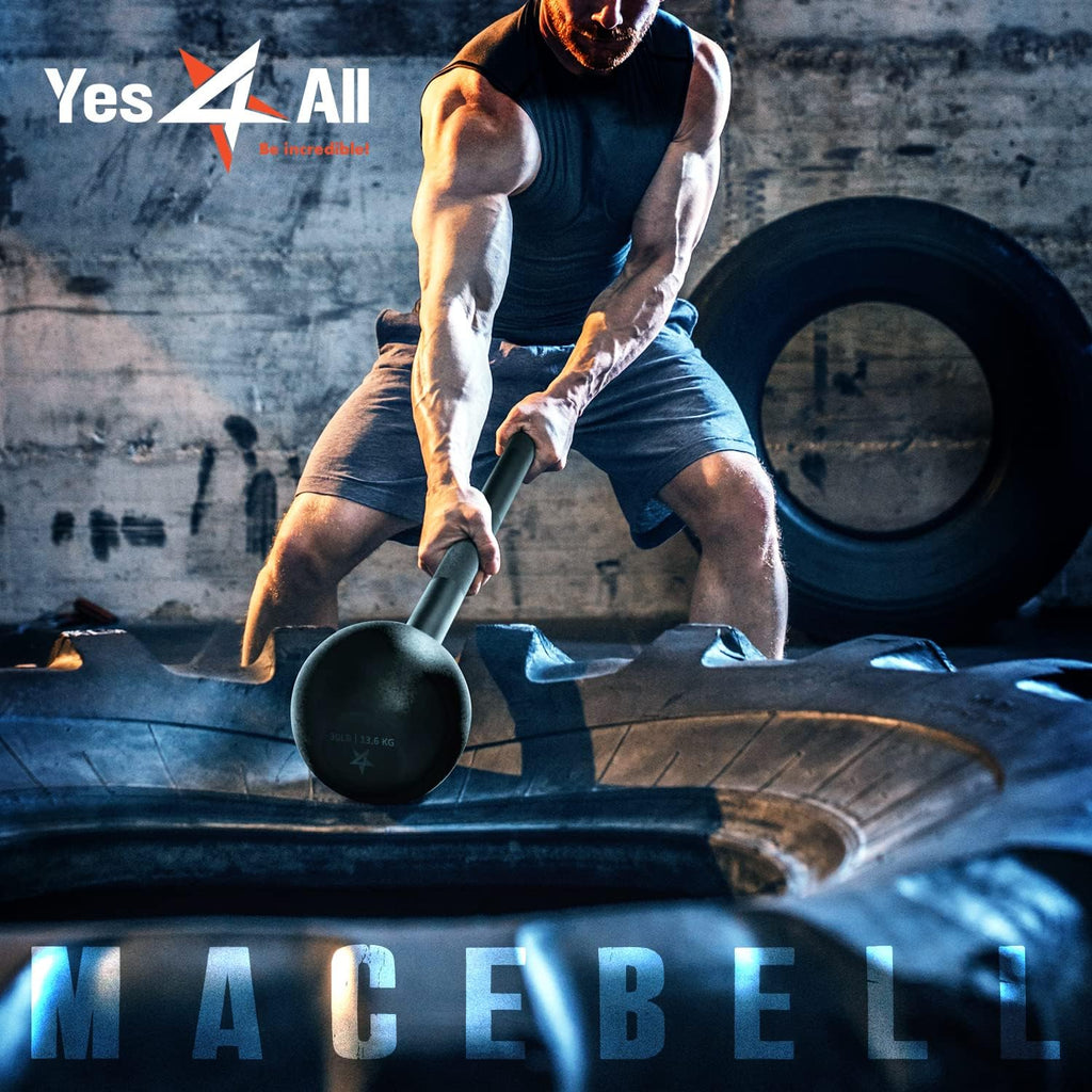 Yes4All Steel Mace Bell - Full Body Strength Training Tool for Muscles & Flexibility | 5-30 LB Options