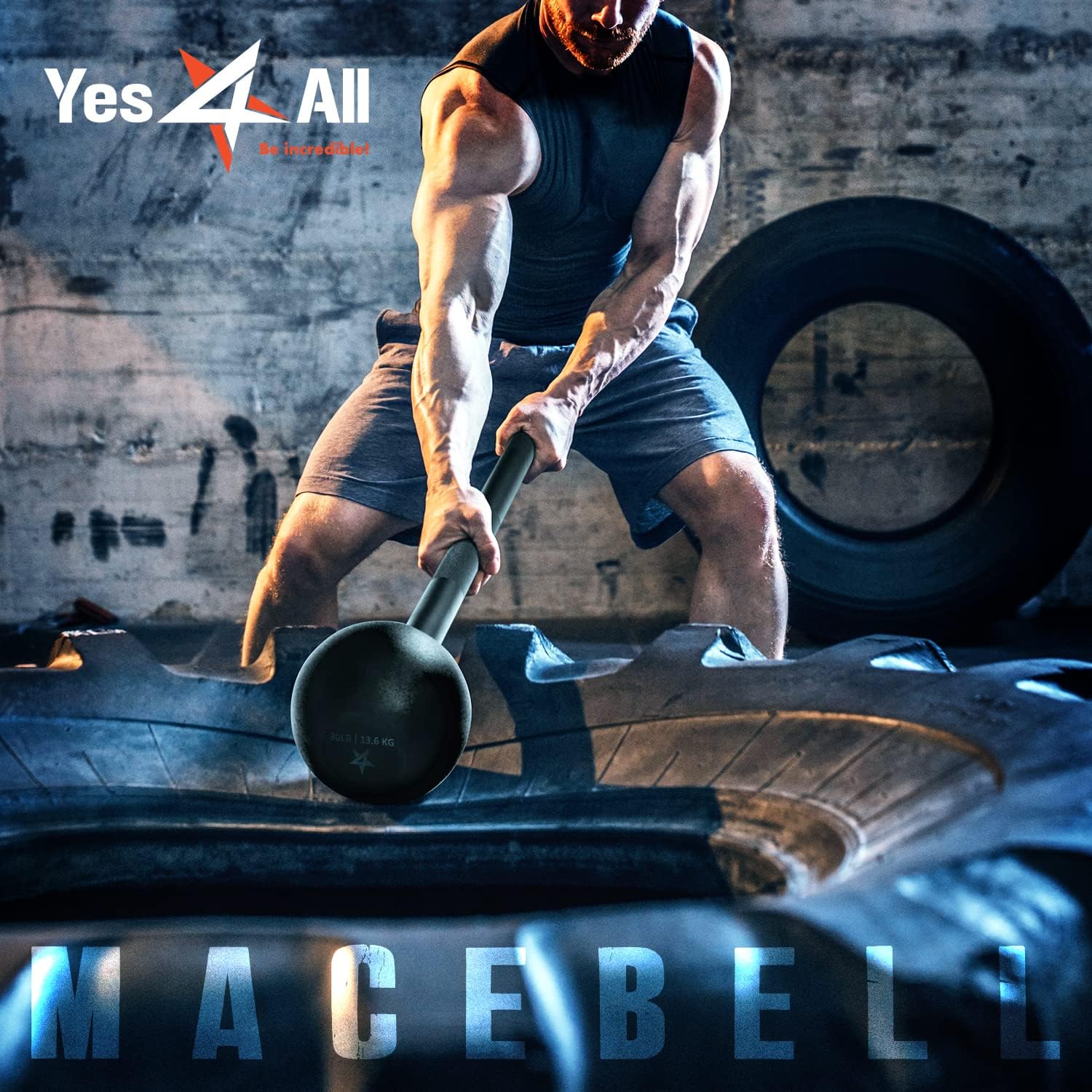 Yes4All Steel Mace Bell - Full Body Strength Training Tool for Muscles & Flexibility | 5-30 LB Options