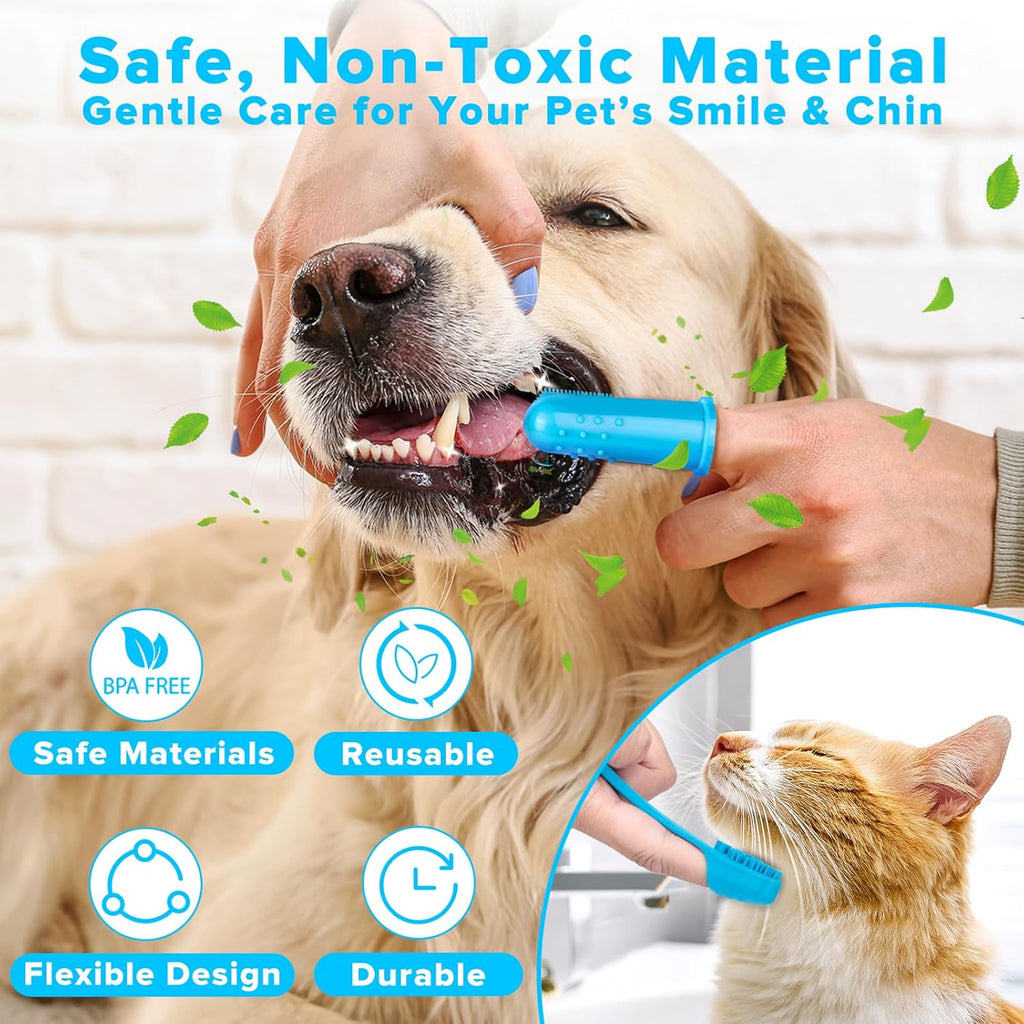 Augwind Pet Grooming Kit - 6PCS for Dogs, Cats & Horses | Includes Bath Gloves & Brush (Light Blue)