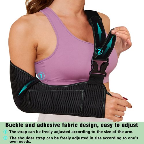 KONSEDIK Arm Shoulder Sling,Breathable Medical Sling with Shoulder Pad,support for Women and Men Rotator Cuff Injury,Left or Right Arm,Elbow,Clavicle Fracture Post-Surgery(Black,Medium)