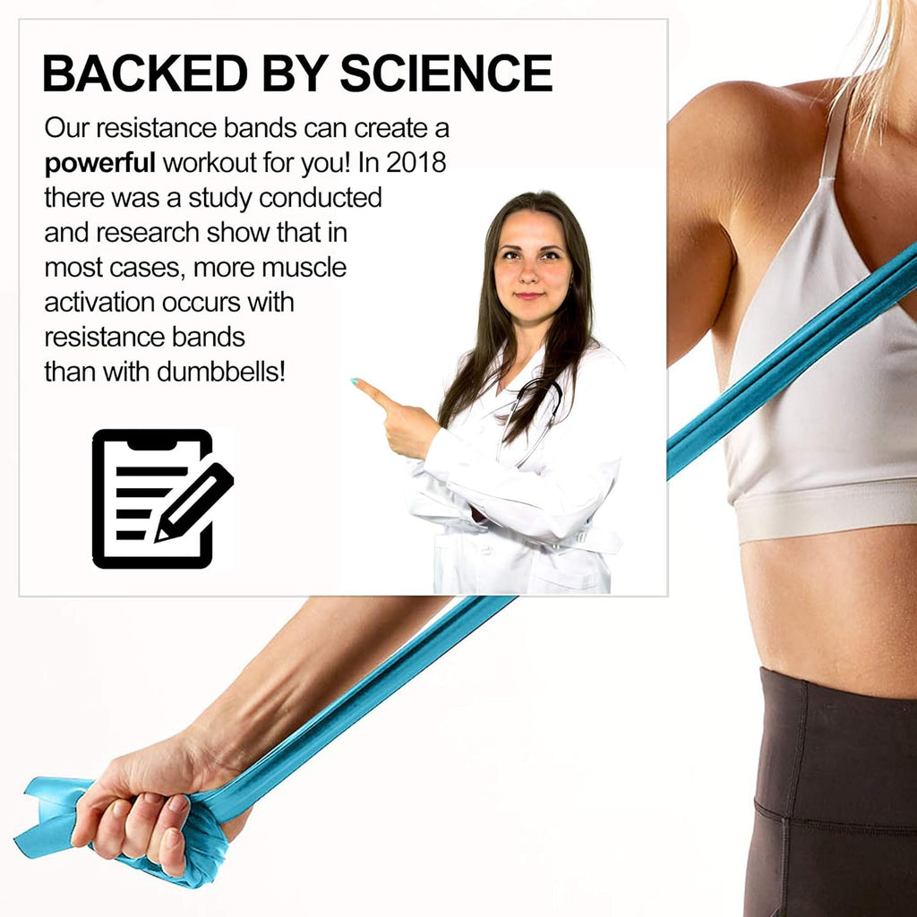 Resistance Band for Working Out | Super Exercise Bands 8,16,24 Yard Bulk Rolls |10 Strengths in Light Medium and Heavy Resistance Bands | Latex Free Workout Bands Including App and e-Book