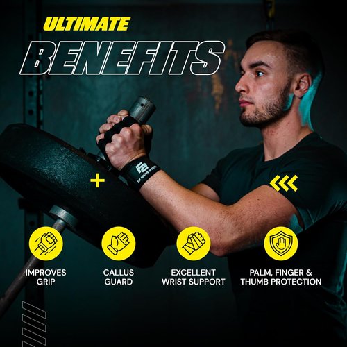 Fit Active Sports Ventilated Weight Lifting Gloves with Wrist Wraps | Ideal for Gym & Cross Training