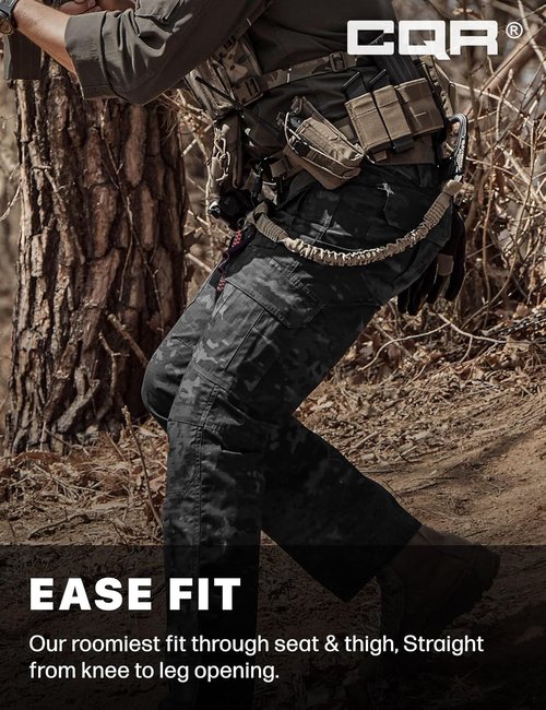 CQR Men's Tactical Pants - Lightweight Water Resistant Ripstop Cargo Pants for Hiking & Work