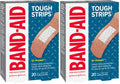 Band-Aid Brand Tough Strips Adhesive Bandage for Minor Cuts & Scrapes, All One Size, 20 ct (Pack of 2)