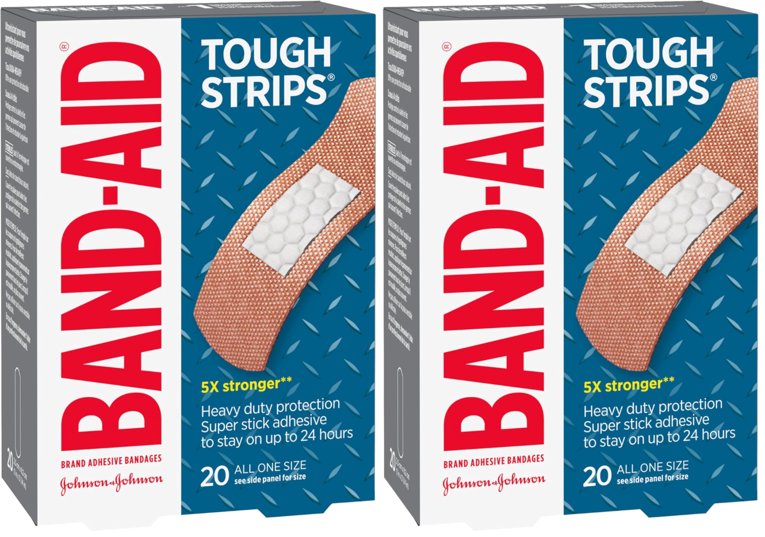Band-Aid Brand Tough Strips Adhesive Bandage for Minor Cuts & Scrapes, All One Size, 20 ct (Pack of 2)