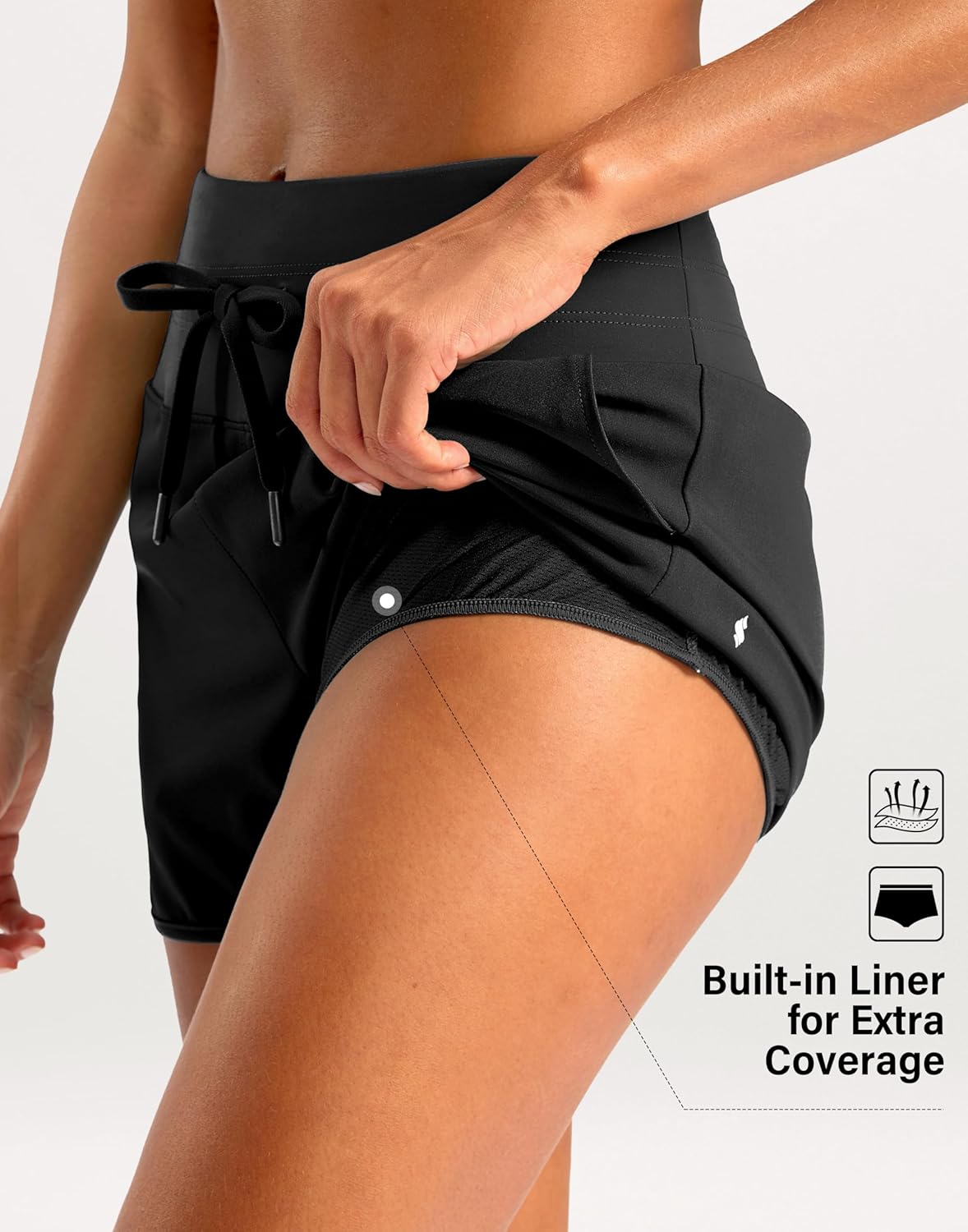 Soothfeel Women's Athletic Running Shorts - Quick Dry Gym Workout Shorts with Zipper Pocket | 3" Liner
