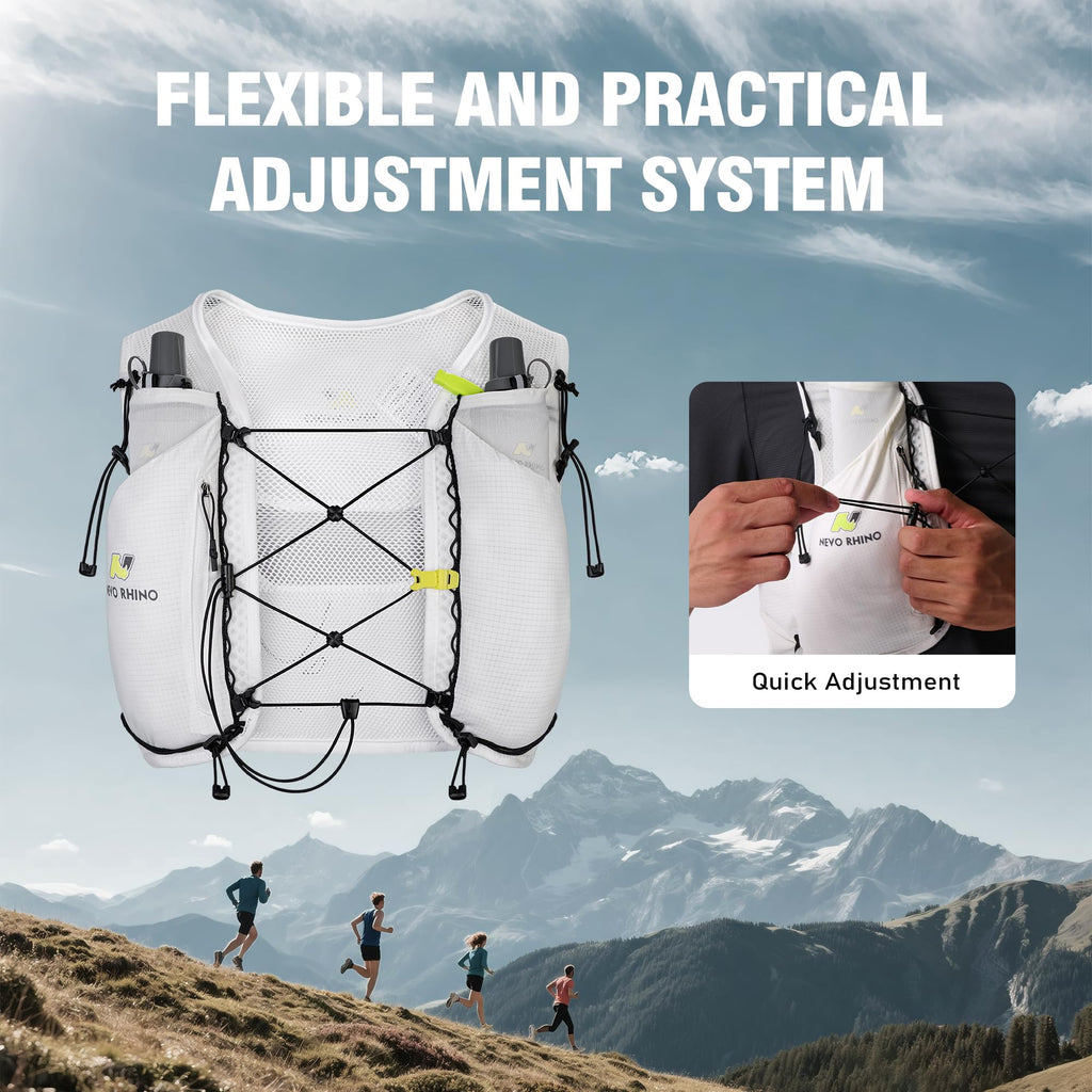 Running Hydration Vest for Women Men, Lightweight Water Vest with 2 TPU 250ML Soft Flask, Adjustable Chest Straps Hydration Backpack for Shorter Runs