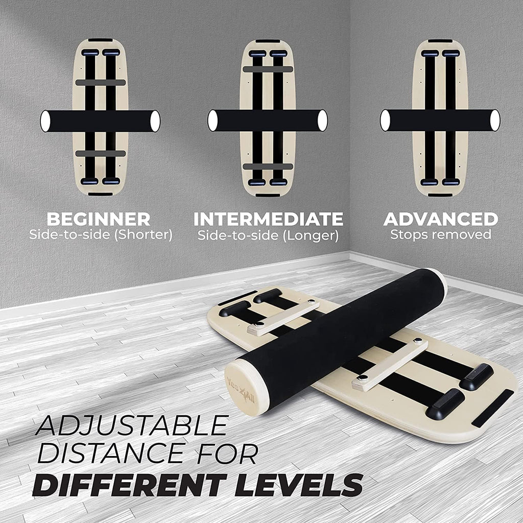 Yes4All Balance Board - Surf Trainer for Enhanced Core Strength & Balance Control | Adjustable Stoppers