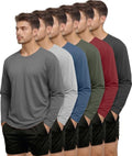 Kinglaman Long Sleeve Athletic Shirts for Men - Dry Fit UPF 50+ UV Sun Protection | 6 Pack