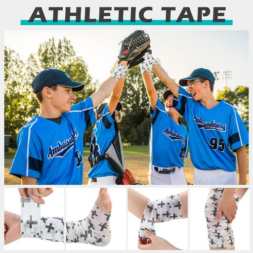 TrelaCo 2 Pcs Cross Tape Christian Athletic Tape 2IN X 15FT Elastic Wrist Wrap for Baseball Soccer Football Gymnastic Non Woven Jesus Self Adhesive Bandage Sport Bandage Wrap for Wrist, Feet (White)